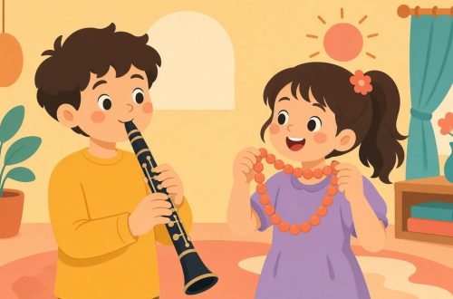Карл играет на кларнете, Клара держит кораллы