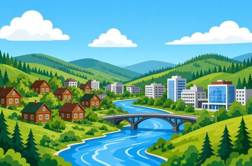 Река Читинка течёт через Читу среди сопок и тайги
