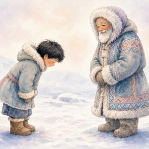 Ребёнок кланяется северянину